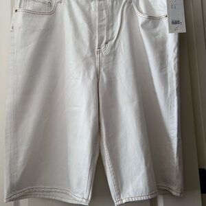 H&M White Bermuda Denim Shorts